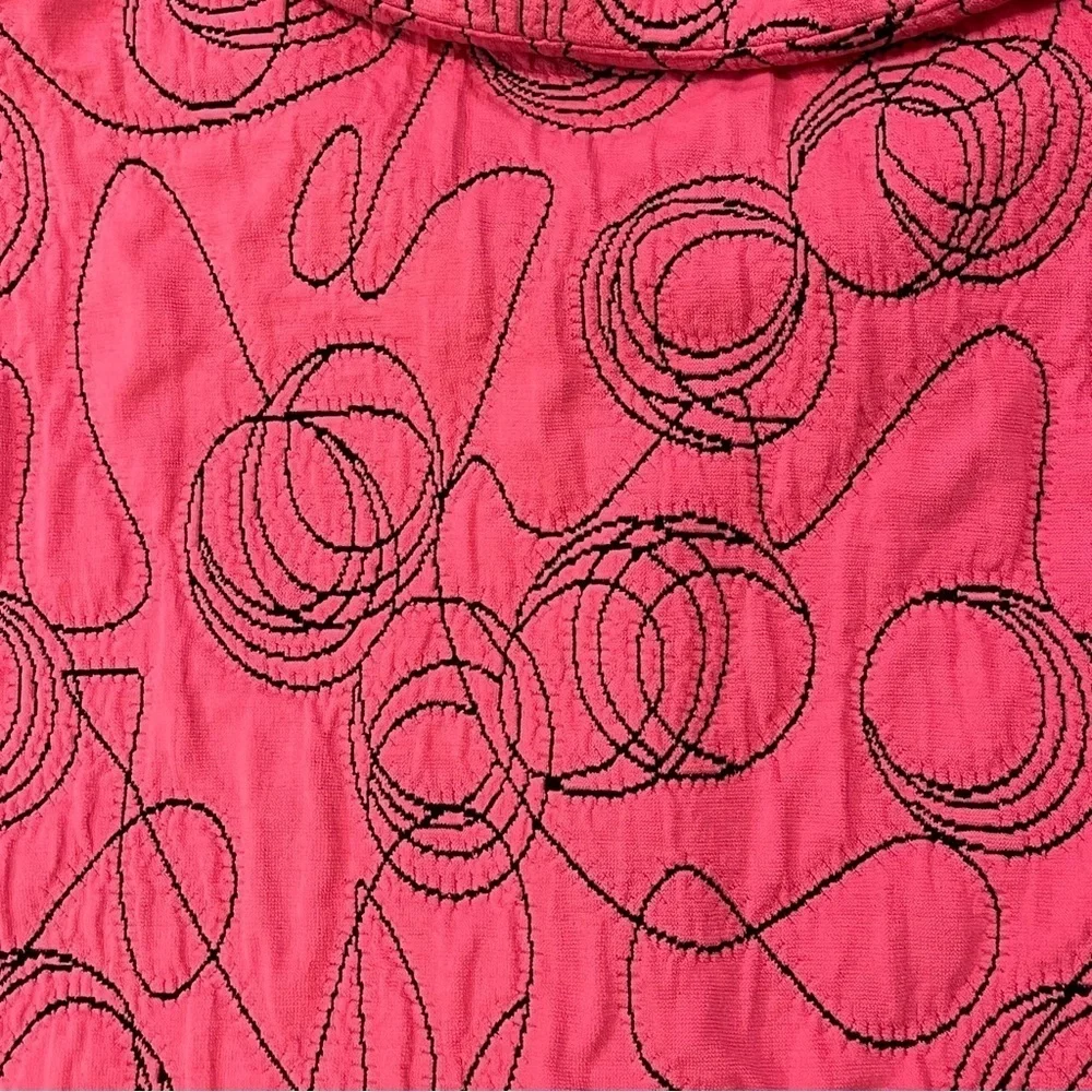 ANDRIA LIEU Francesca Jacket Sz Petite M Pink Black Embroidered Stretch‎ Buttons